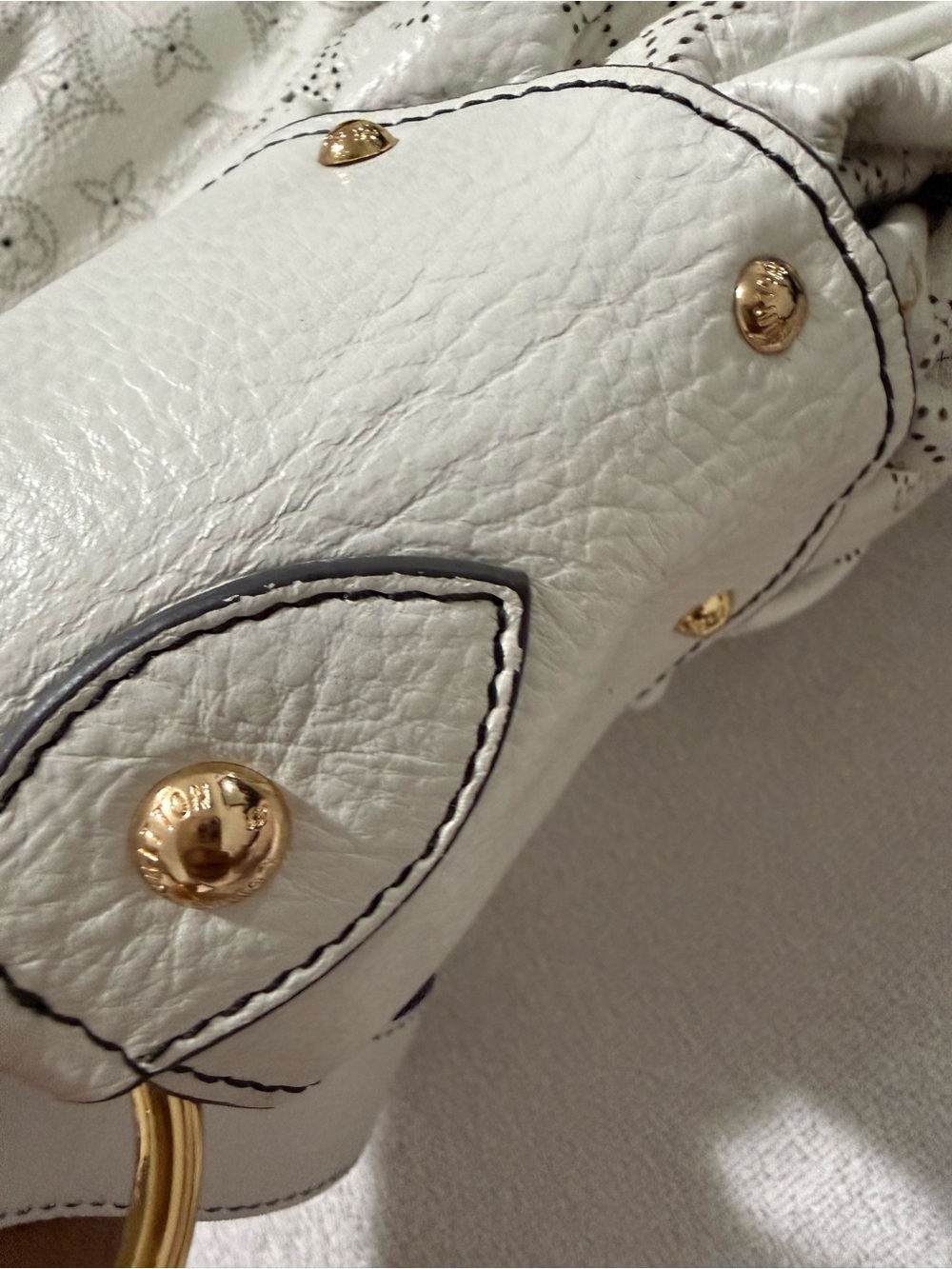 Louis Vuitton White Perforated Monogram Shoulder Hobo with Gold Hardware - Picture 4 of 7